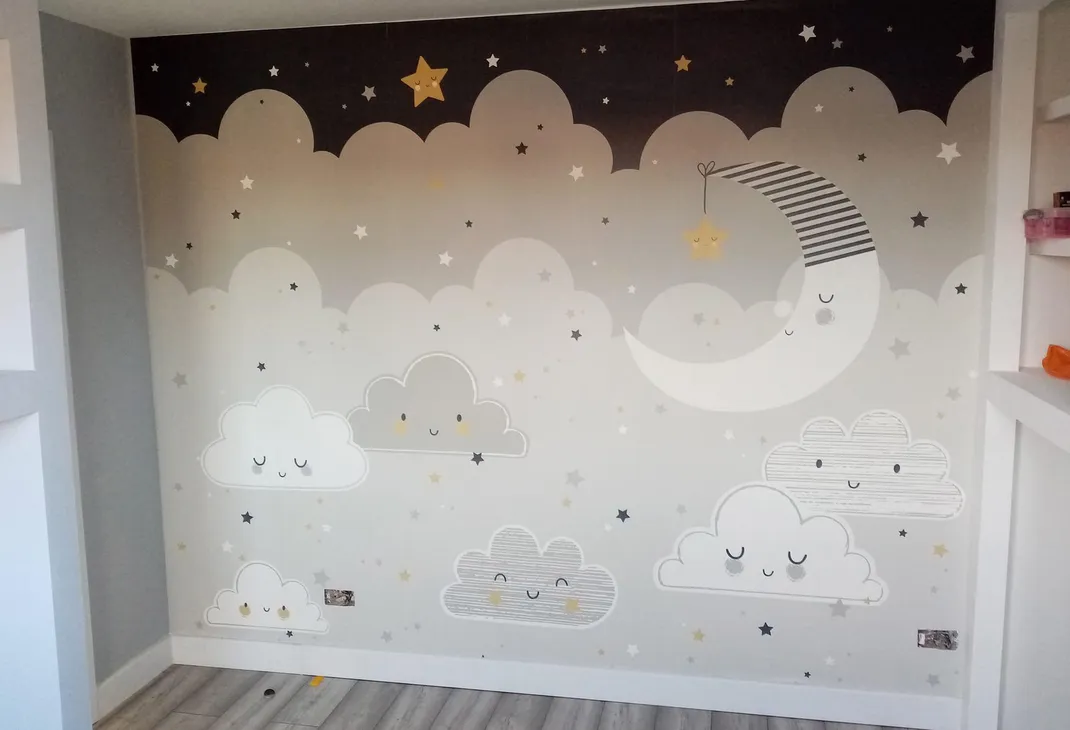 Child's bedroom makeover feature wall