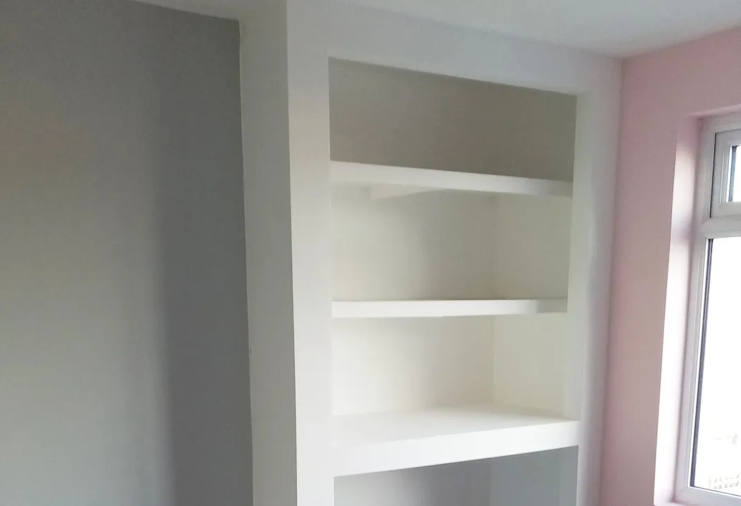 Child's bedroom makeover wall storage