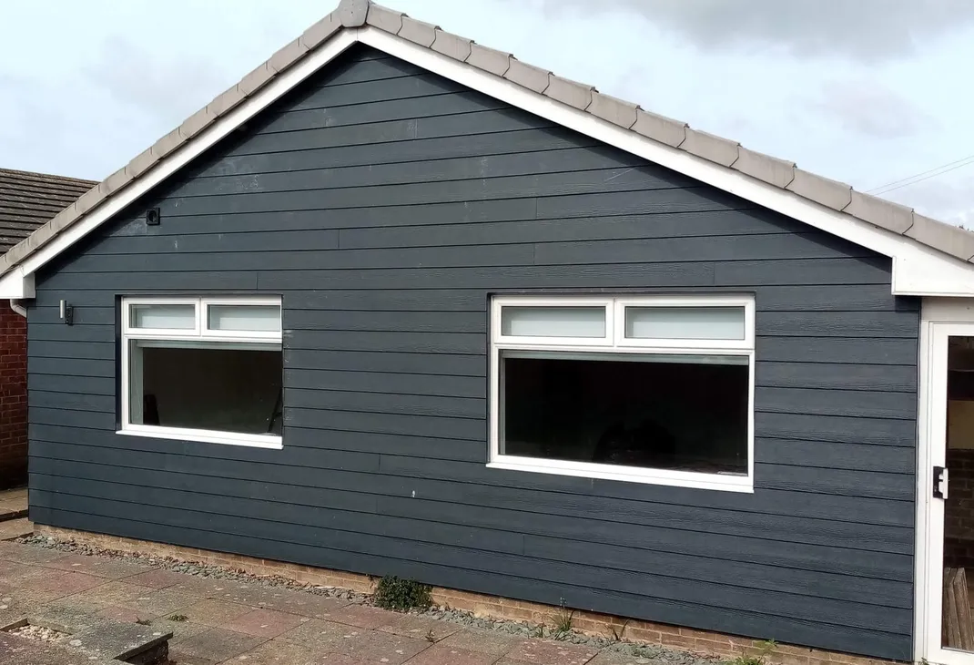 Completed bungalow cladding project in anthracite