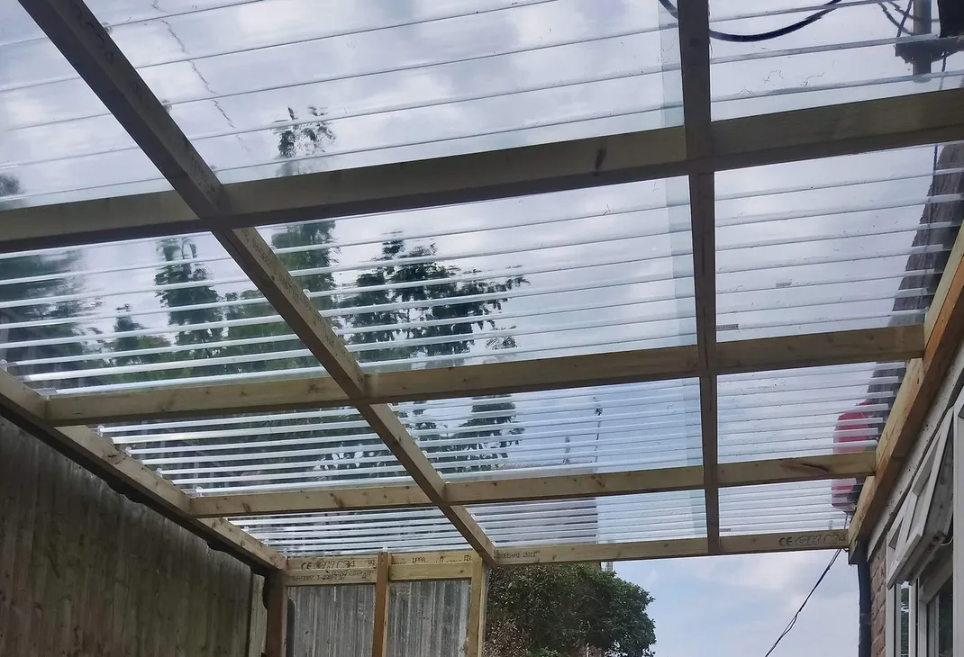Completed lean to roof view