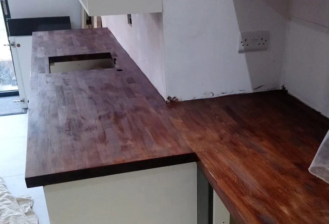 Dark stain on kitchen work surface