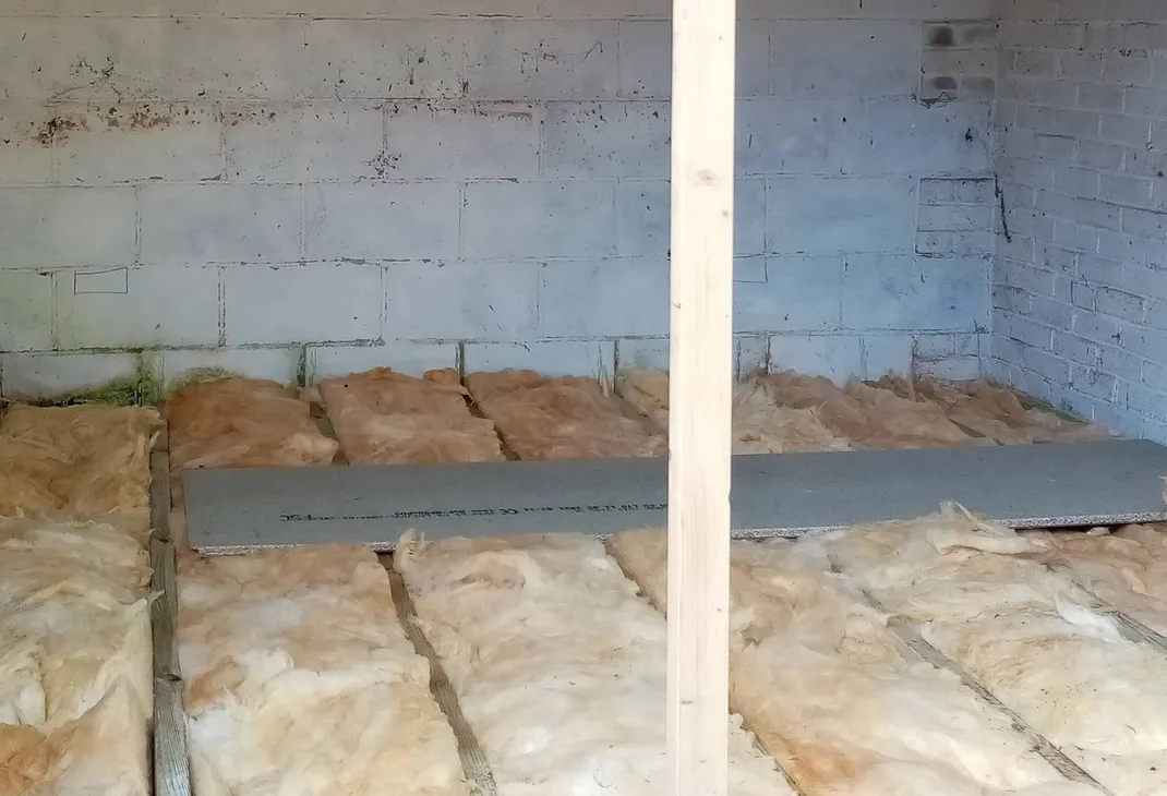 Floor boarding on shed conversion