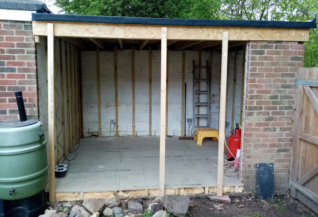 Front of new shed conversion in build