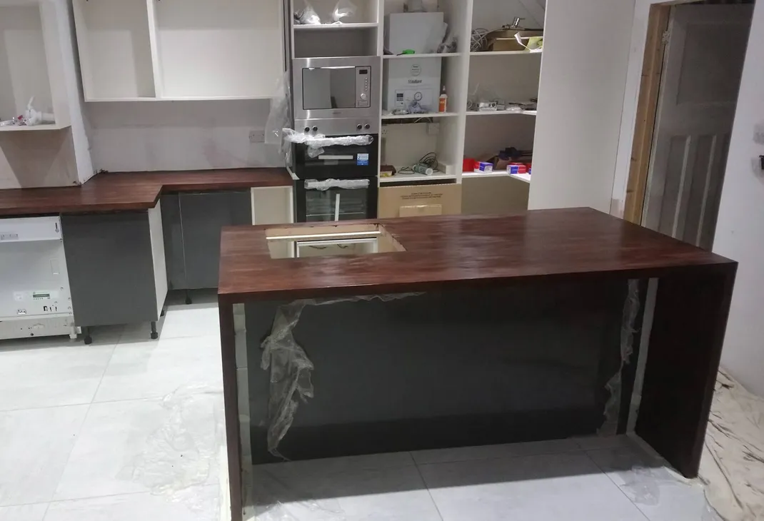 Kitchen surface wood staining