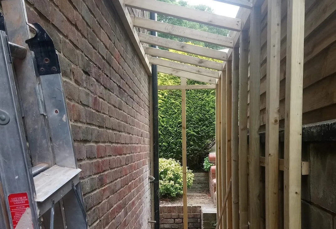 Lean to wooden frame