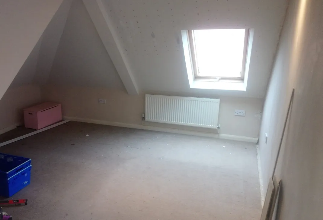 Loft bedroom before decorating