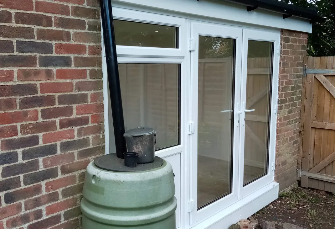 New double glazed doors and windows on shed conversion