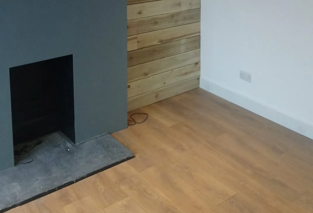 New fireplace and floor