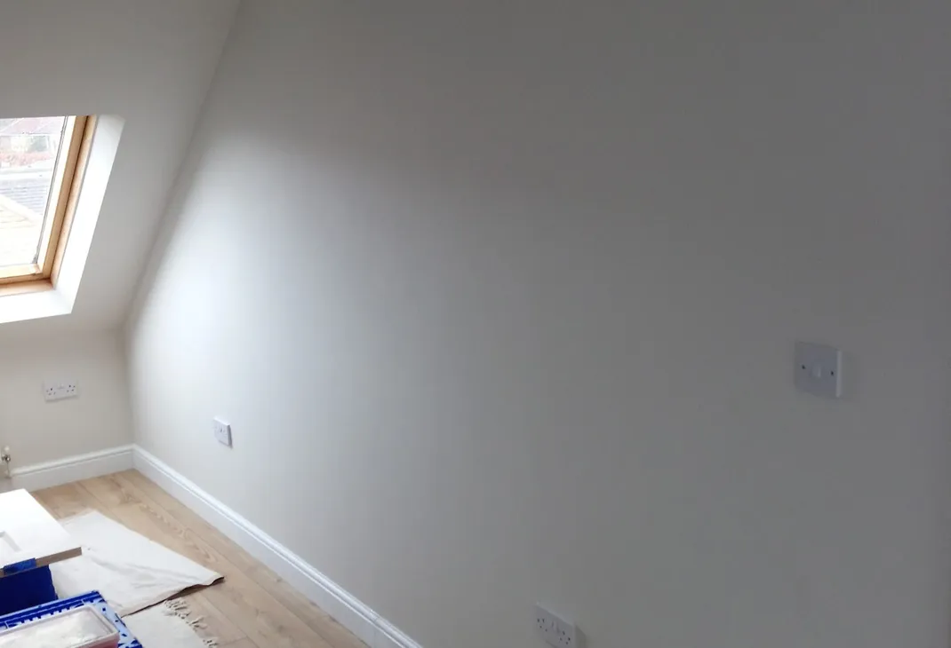 Newly painted bedroom wall