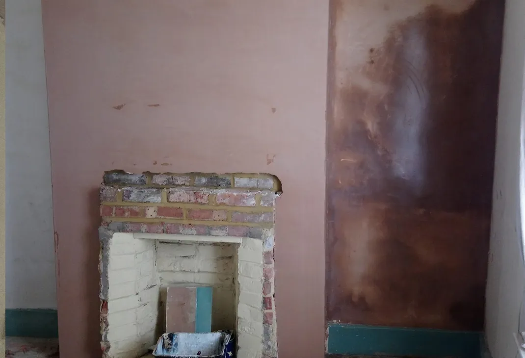 Newly plastered dining room wall