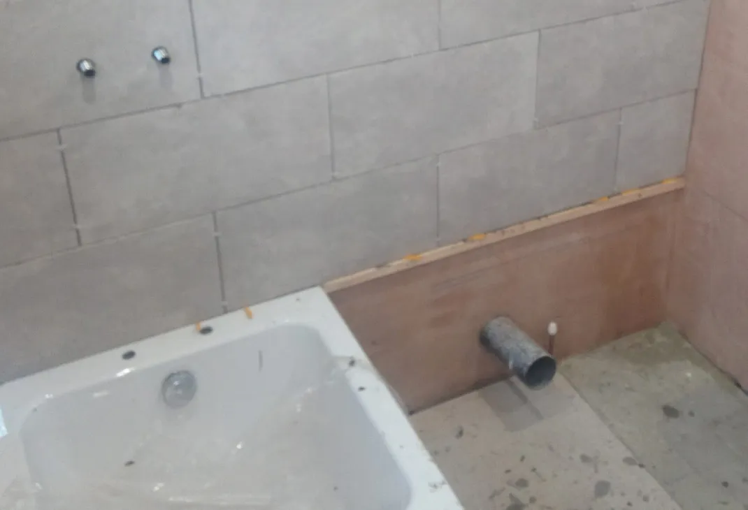 Newly tiled bathroom wall