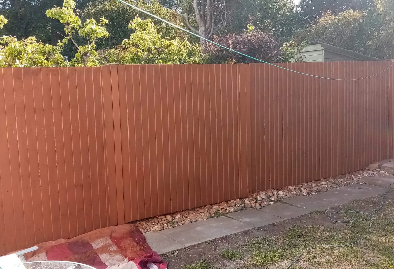 Newly painted back garden fencing