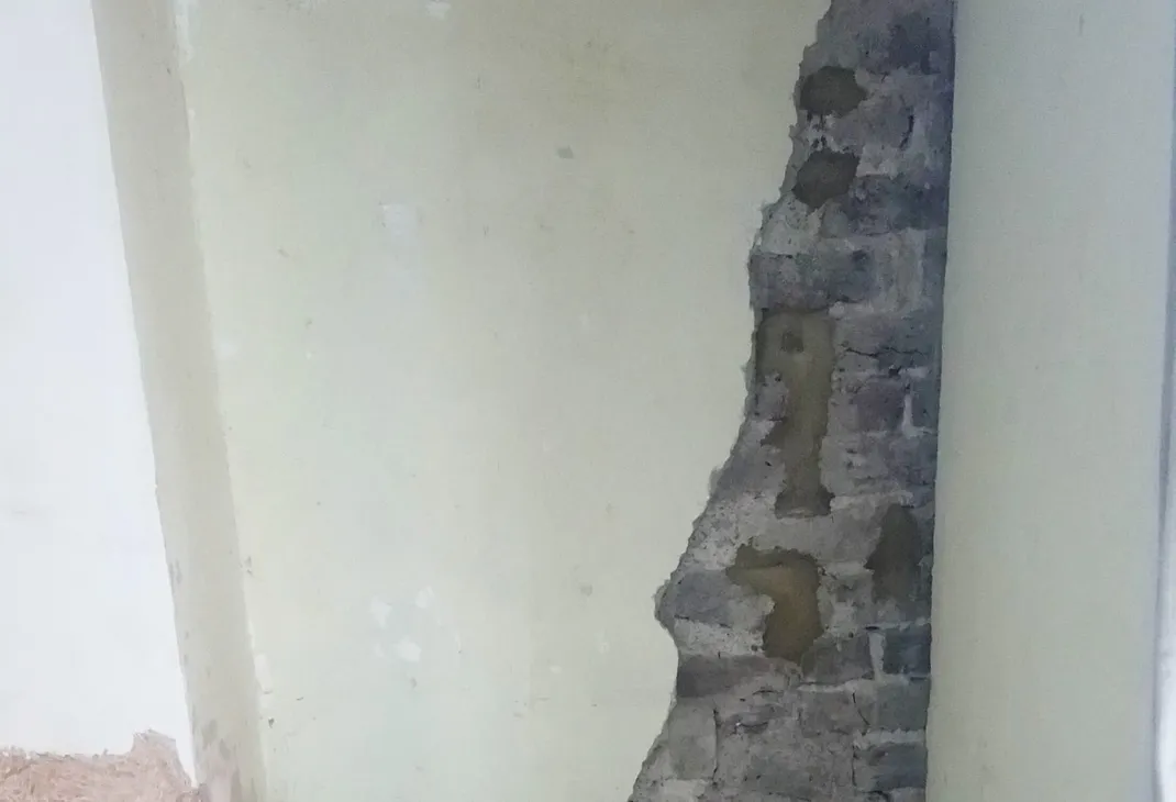 Poor dining room wall needs replastering