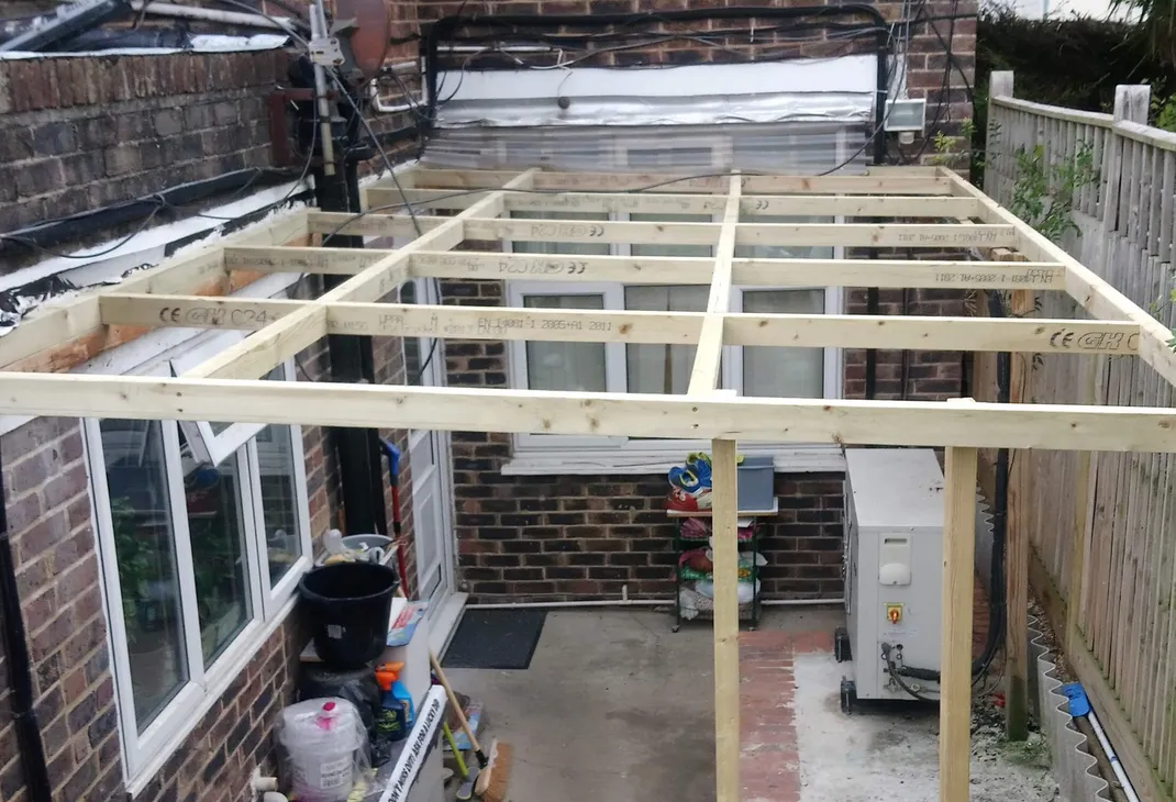 Replacement lean to roof frame
