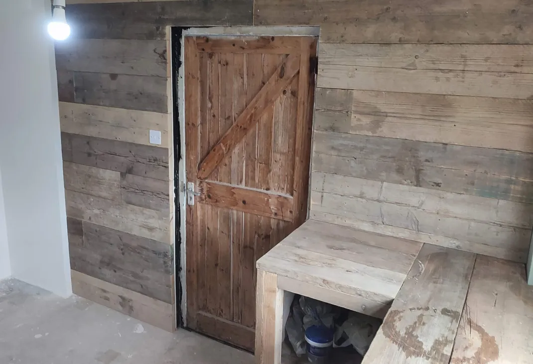 Solid wood finish to garage conversion workshop